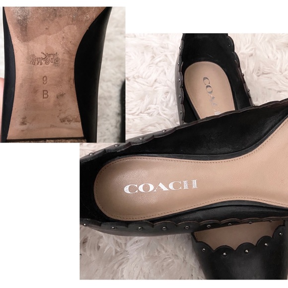 COACH Jill Studded Leather Ballet Pointy Flats 9 - Picture 6 of 8